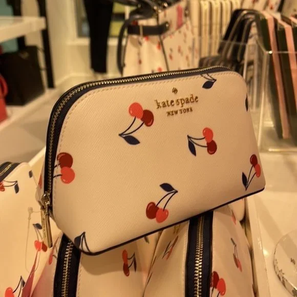 Kate Spade Dancing Cherrie Small Cosmetic Case Cream Multi - Picture 8 of 16